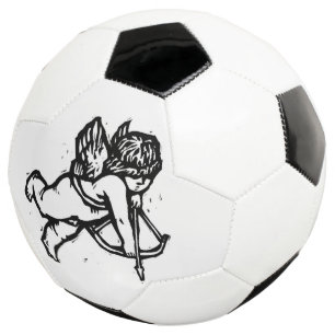 Balón De Fútbol Feliz Valentine Cupido Angel Soccer Black White