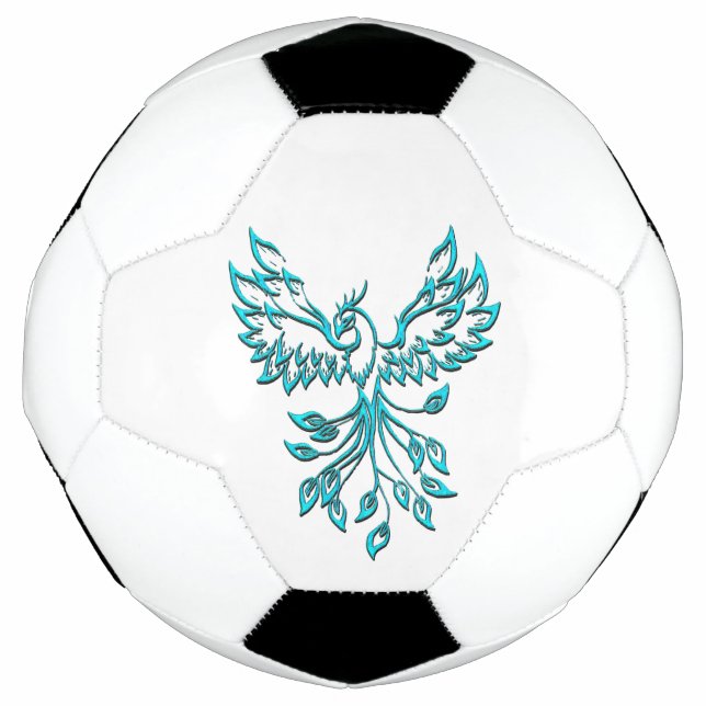 Balón De Fútbol Fénix Azul se Levanta sobre Blanco (Anverso)