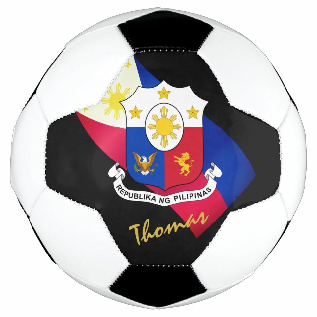 Balón De Fútbol Filipinas Monogramado Fútbol y Bandera Filipina (Anverso)