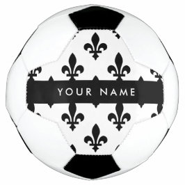 Balón De Fútbol Fleur de Lis, Black on White, Black, Your Name