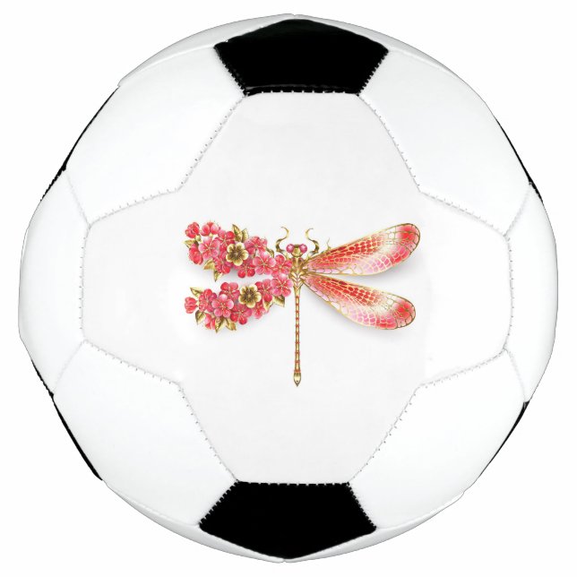 Balón De Fútbol Flor libélula con sakura de joyas (Anverso)