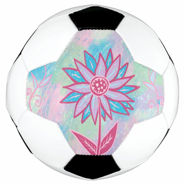 Balón De Fútbol Flor Pastel dibujada a mano (Anverso)