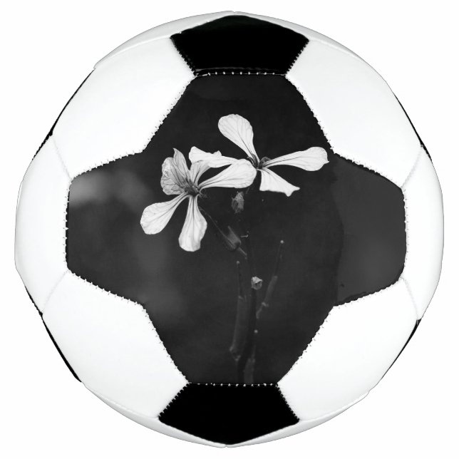 Balón De Fútbol floral blanca y negra mínima (Anverso)