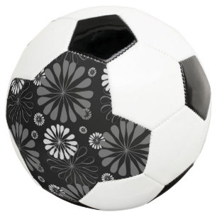 Balón De Fútbol Floral retro en blanco y negro
