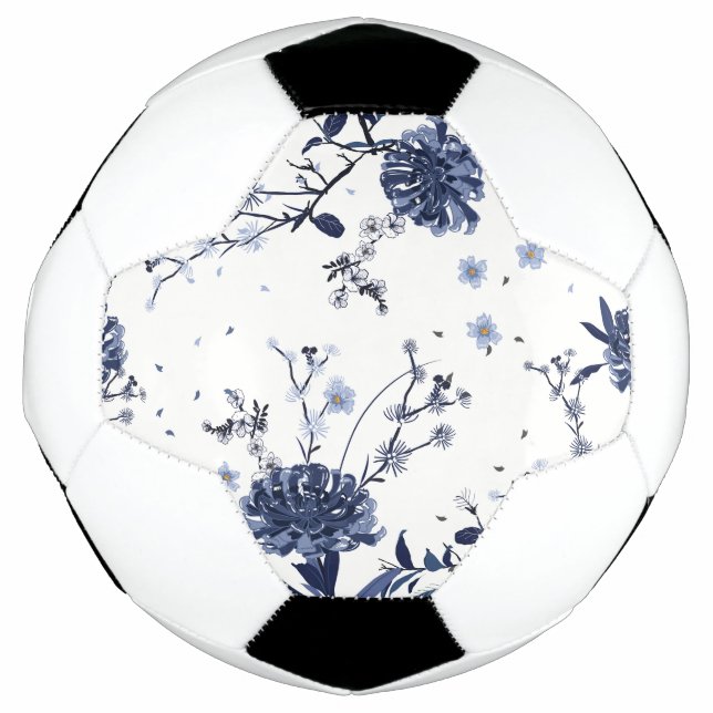 Balón De Fútbol Flores azules (Anverso)