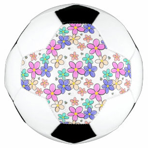 Balón De Fútbol flores brillantes arcoíris coloridas abejas floral