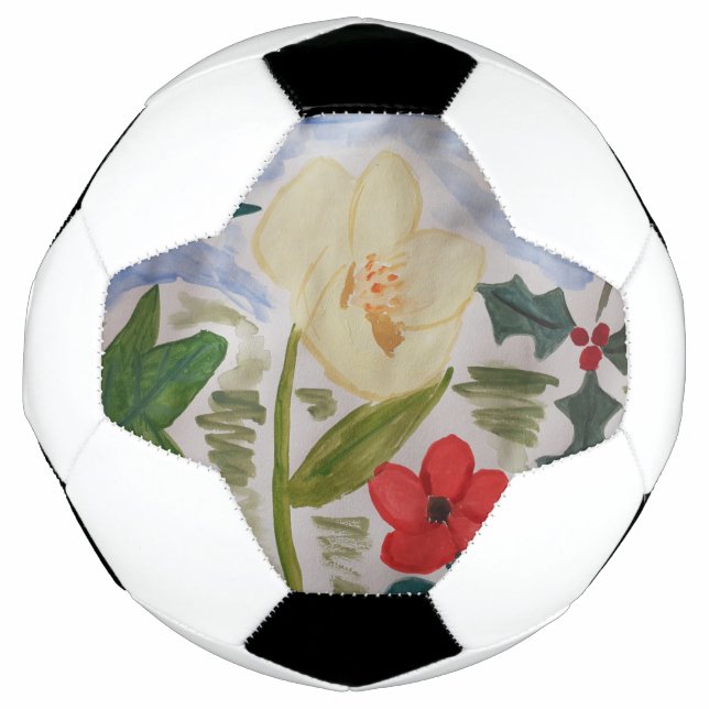 Balón De Fútbol Flores de invierno y Holly (Anverso)