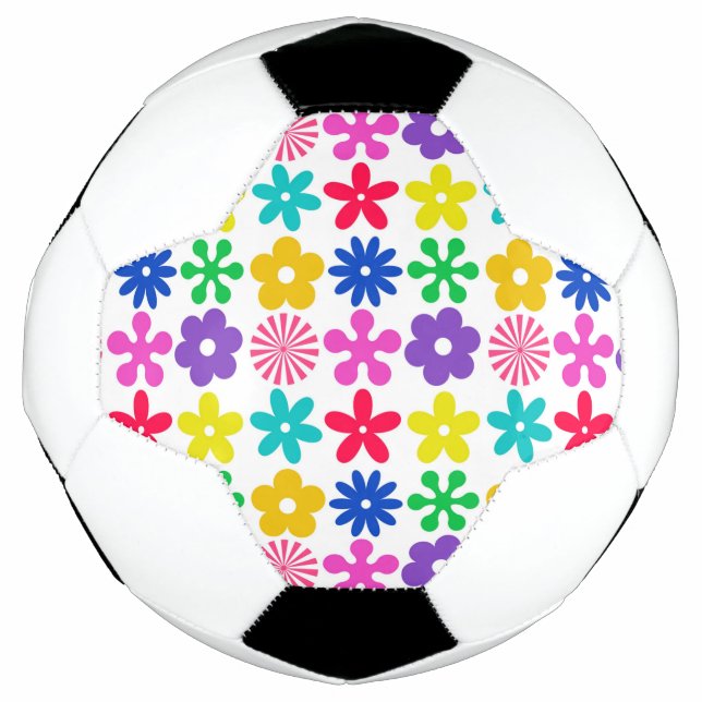 BALÓN DE FÚTBOL FLORES DE RETRO DE GROOVY (Anverso)