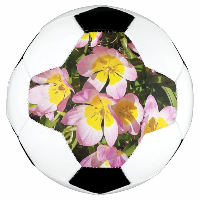 Balón De Fútbol Flores rosas y amarillas (Anverso)