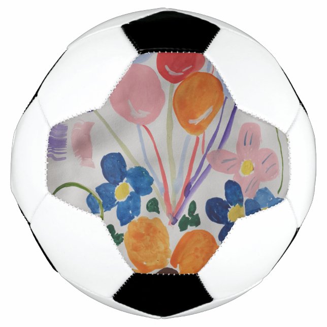 Balón De Fútbol Flores y globos (Anverso)