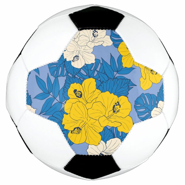Balón De Fútbol Flores y hojas de Hibiscus (Anverso)