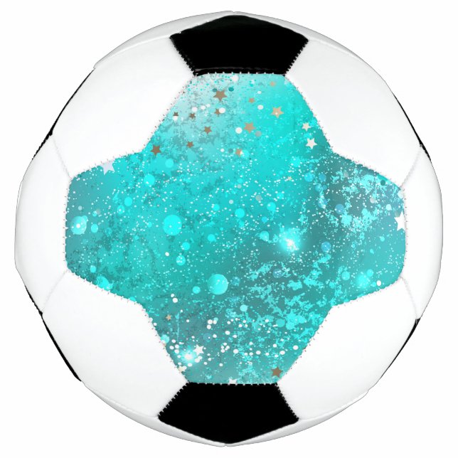 Balón De Fútbol Fondo de Relieve metalizado turquesa de mimbre (Anverso)