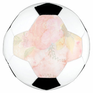 Balón De Fútbol Fondo floral rosa de color de agua