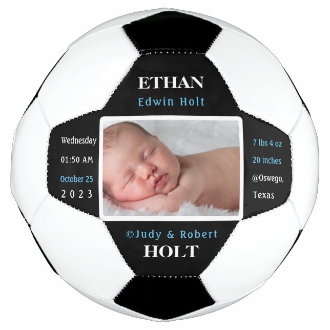 Balón De Fútbol Foto de Invitación de estadísticas de natalidad pe (Anverso)