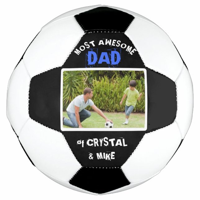 Balón De Fútbol Foto personalizada de padre más asombroso (Anverso)