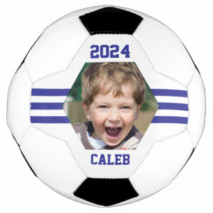 Balón De Fútbol Foto personalizada Keepsake Royal Blue Stripes