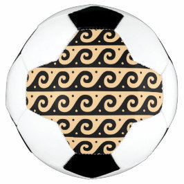 Balón De Fútbol Fret griego, patrón de onda mediterránea, marrón
