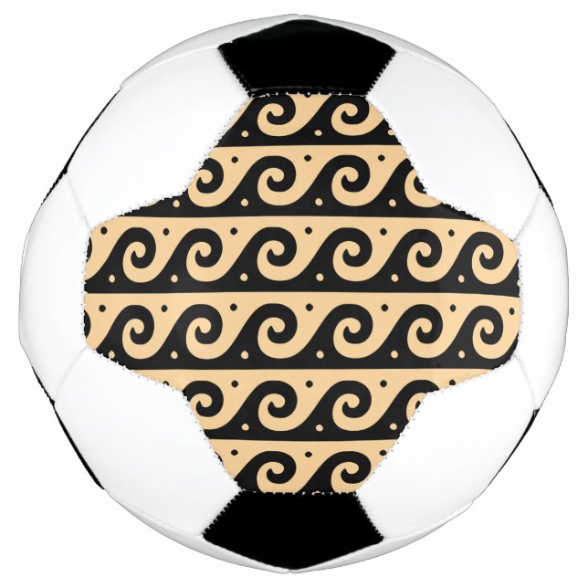 Balón De Fútbol Fret griego, patrón de onda mediterránea, marrón (Anverso)