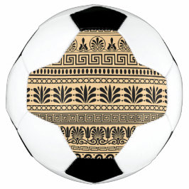 Balón De Fútbol Fret griego, patrón mediterráneo, marrón