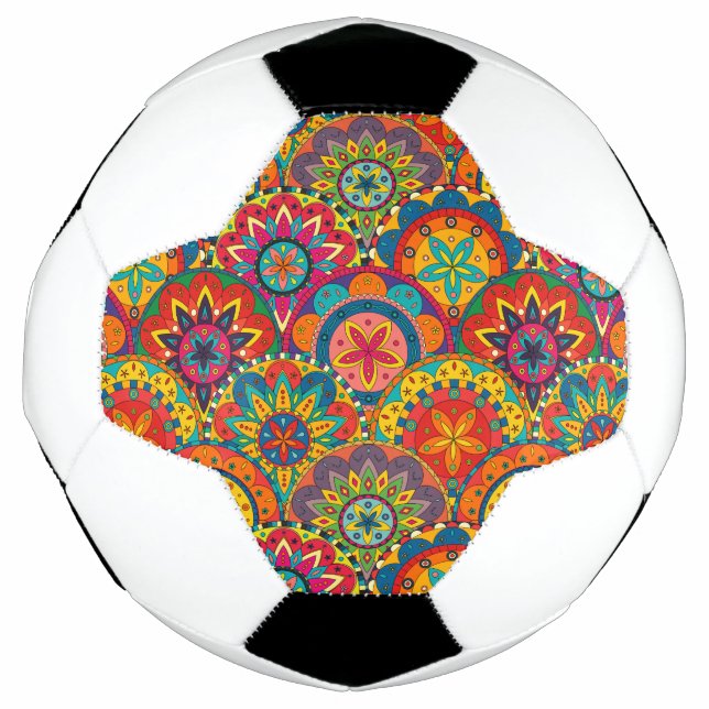 Balón De Fútbol Funky Retro Colorido Patrón de Mandala (Anverso)