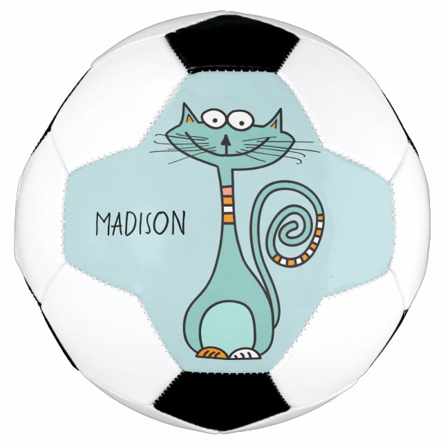 Balón De Fútbol Funny Cat nombre personalizado y bola de fútbol de (Anverso)