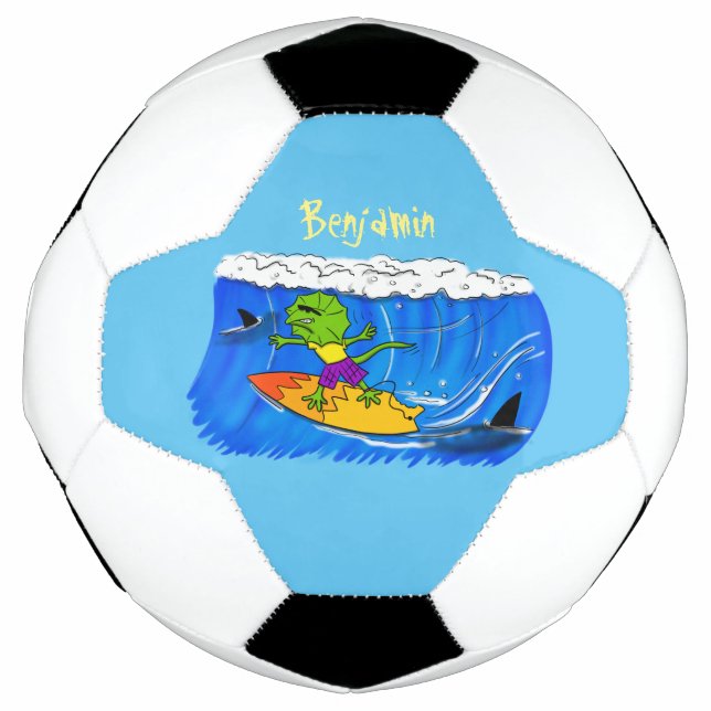 Balón De Fútbol Funny personalizado de surf con lagarto frito (Anverso)