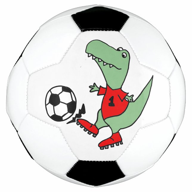 Balón De Fútbol Funny T-rex Dinosaur jugando al fútbol (Anverso)