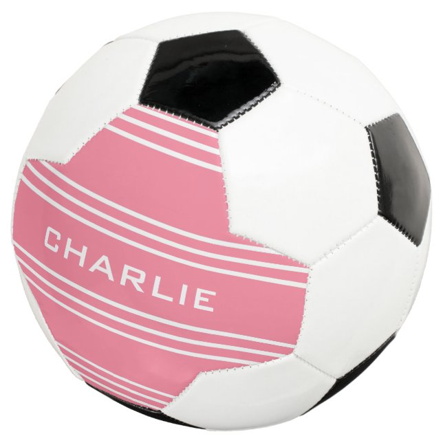 Balón De Fútbol Fútbol de personalizado con franjas rosadas (Tres cuartos)