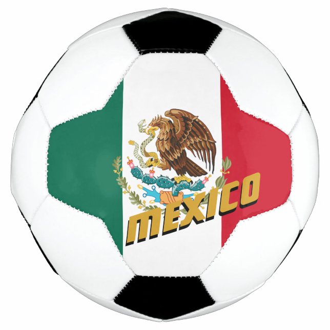 Balón De Fútbol Fútbol y Bandera Mexicana / Deporte (Anverso)