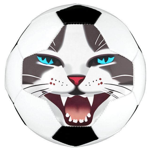 Balón De Fútbol Gato de ojos azules gritando (Anverso)