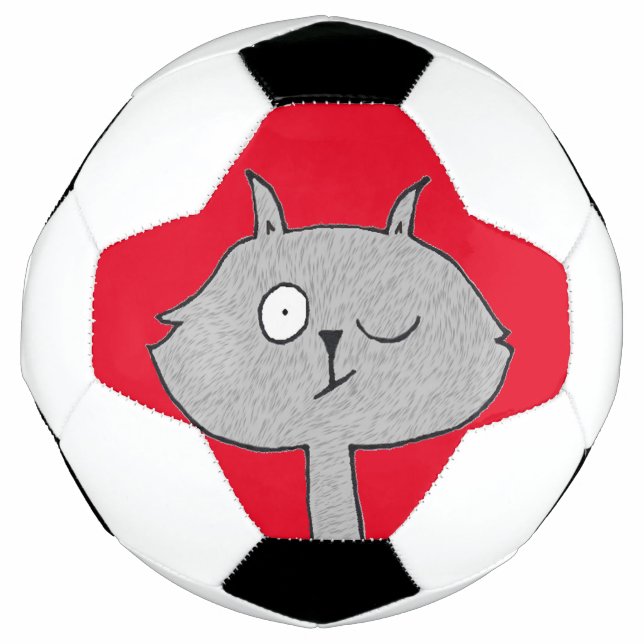 Balón De Fútbol Gato gris raro (Anverso)