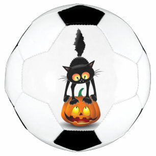 Balón De Fútbol Gato Personalizado asustado de Halloween en calaba