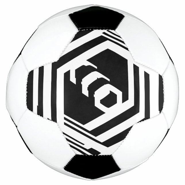 Balón De Fútbol Geométrico Guay moderno en blanco y negro (Anverso)