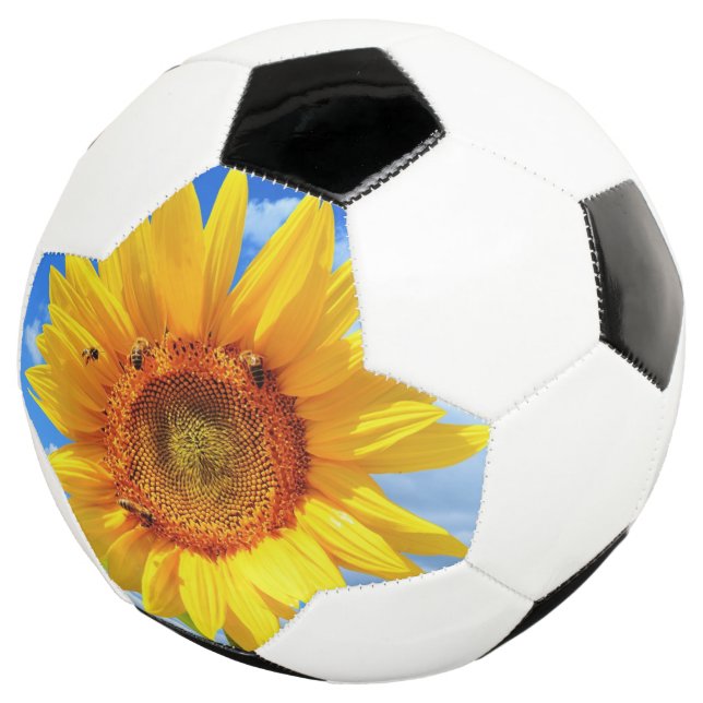 Balón De Fútbol Girasol amarillo y abejas en el cielo azul - Día d (Tres cuartos)