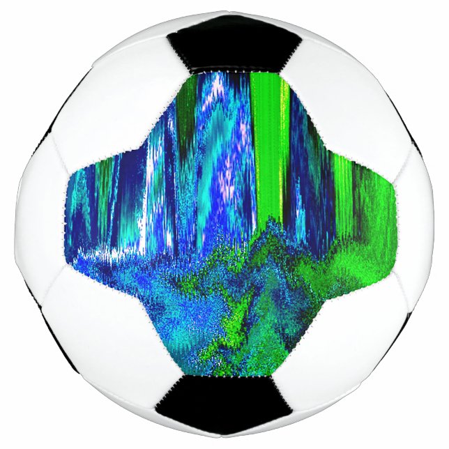 Balón De Fútbol Glitch fundido (azul y verde) (Anverso)