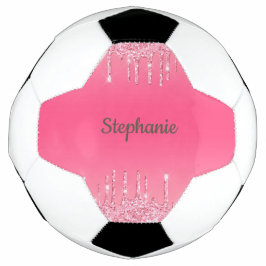 Balón De Fútbol Glitter rosa goteante personalizado glamour de mod