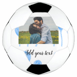 Balón De Fútbol Globos azules de acuarela simple añaden texto de f