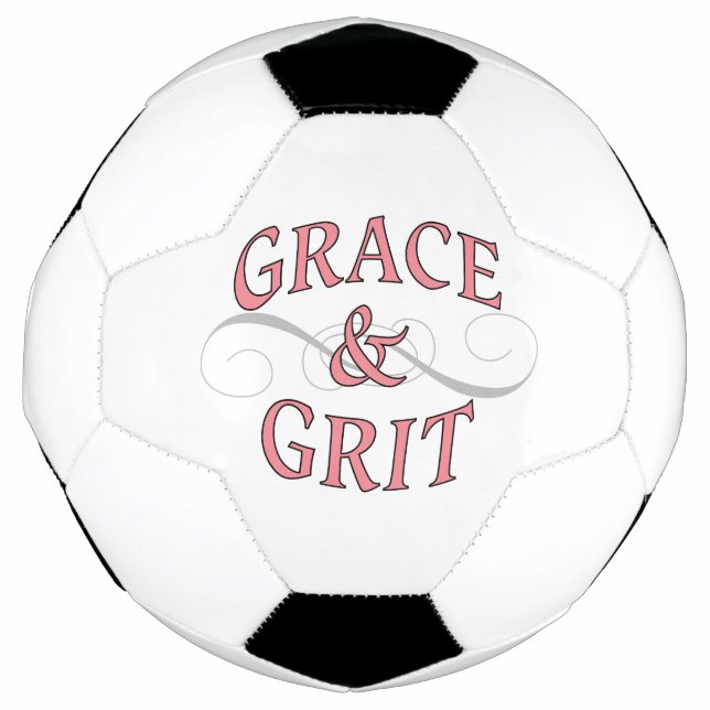 Balón De Fútbol Grace y Grit en rosa y gris (Anverso)