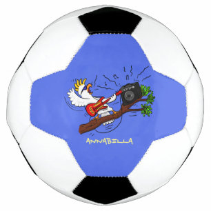 Balón De Fútbol Graciosa cacatúa tocando el personalizado de guita