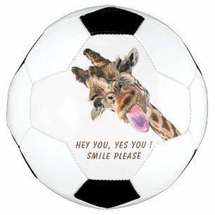 Balón De Fútbol Graciosa Giraffe Soccer Ball - Texto Personalizado