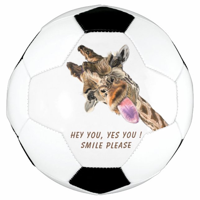 Balón De Fútbol Graciosa Giraffe Soccer Ball - Texto Personalizado (Anverso)