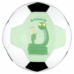 Balón De Fútbol Graciosa serpiente verde con maraca personalizado