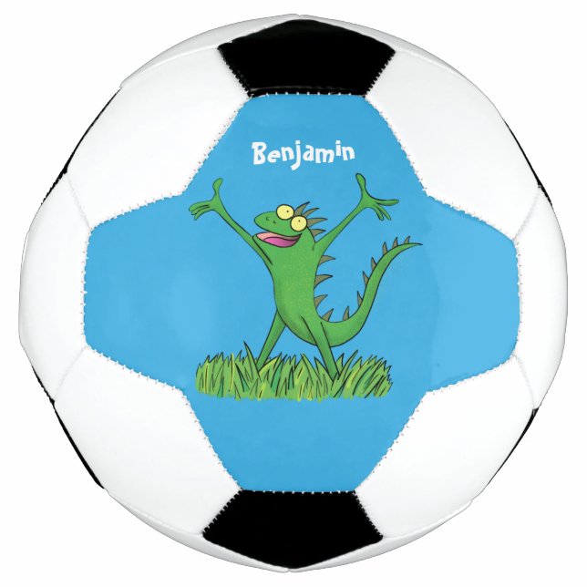 Balón De Fútbol Gracioso lagarto de iguana con sonrisa verde (Anverso)