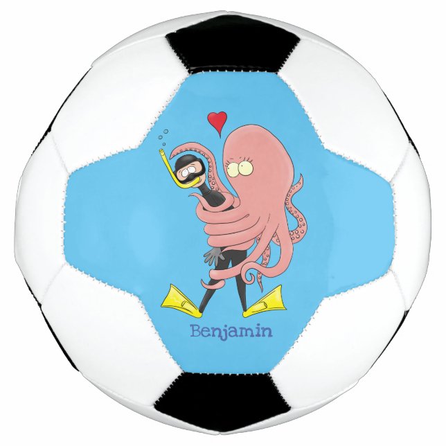 Balón De Fútbol Gracioso pulpo abrazos buceo humor personalizado (Anverso)