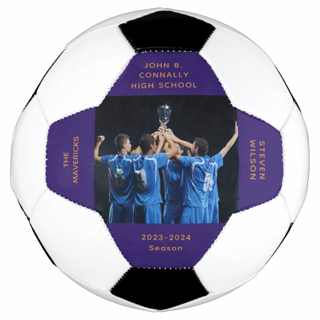 Balón De Fútbol Graduación fotográfica superior personalizado Purp (Anverso)