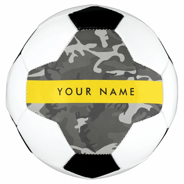 Balón De Fútbol Gray Camouflage Pattern, Your name, Personalize (Anverso)
