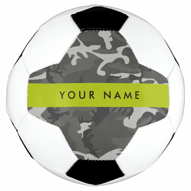 Balón De Fútbol Gray Camouflage Pattern, Your name, Personalize (Anverso)