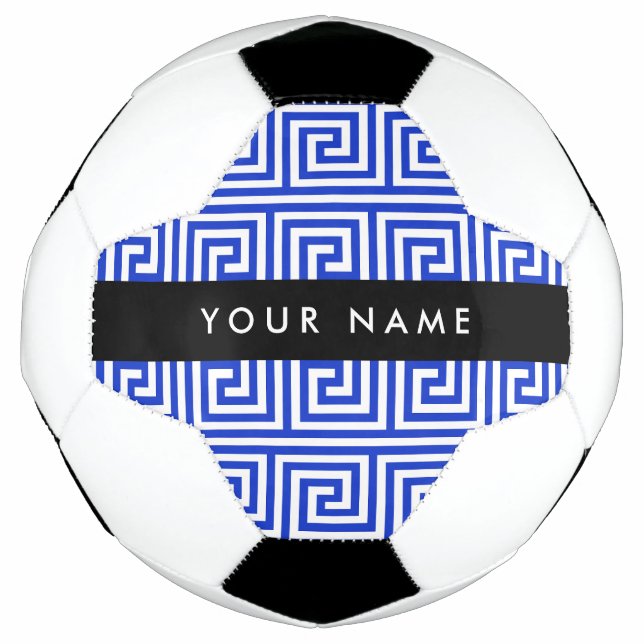 Balón De Fútbol Griego de la llave del andén azul, tu nombre, pers (Anverso)