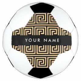 Balón De Fútbol Griego Meander Key Brown, Tu Nombre, Personalizar