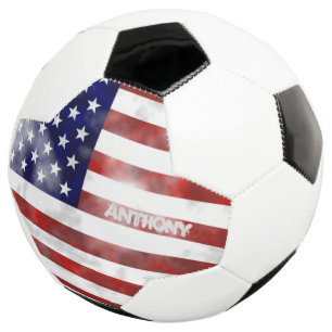 Balón De Fútbol Grunge Retro de bandera estadounidense personaliza